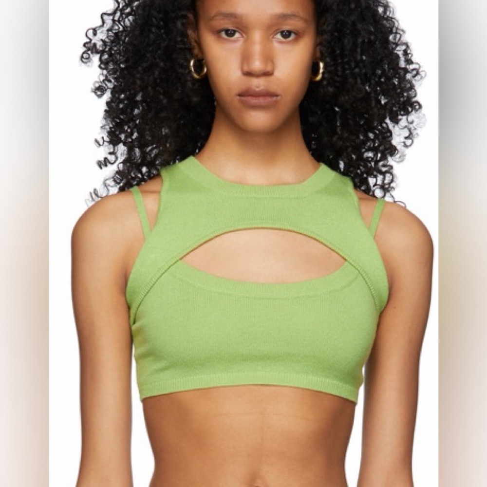 Danielle Guizio Lime Cutout Knit Crop Top